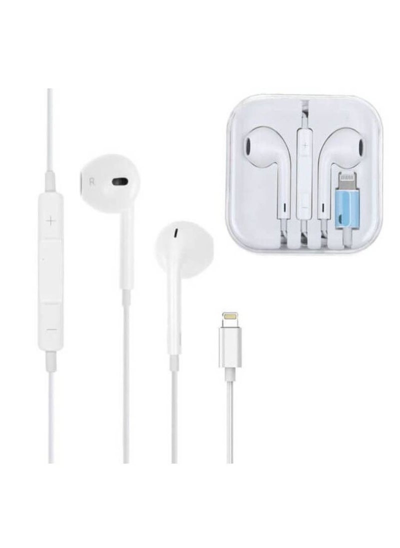 GO-DES - Wired Lightning Earphone with Mic For Apple Iphone X 11 12 13 Pro Max White - Image 1