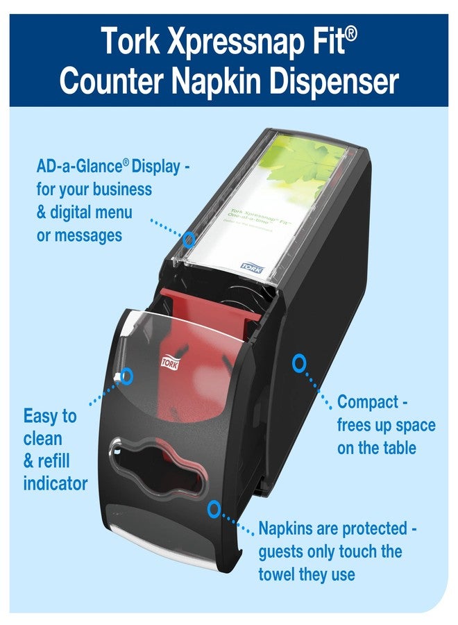 Tork Xpressnap Fit® Counter Napkin Dispenser Black N14, Signature Range, One-at-a-time Dispensing, 5.6" x 4.8" x 12.8", 7432000 - Image 2