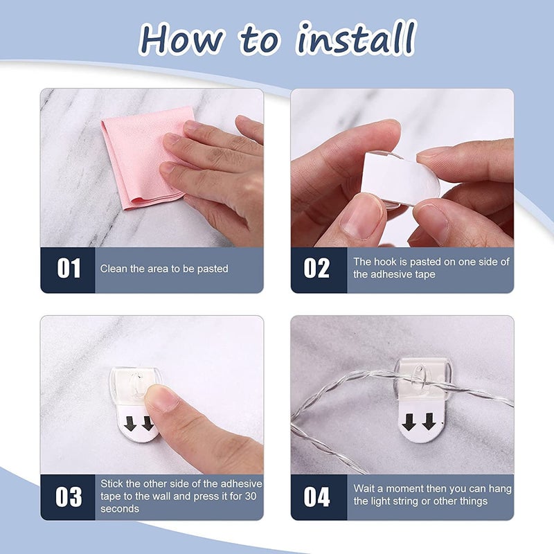 VERAT شريط تعليق حائط بلاستيكي ذاتي اللصق من فيرات بدون حفر قوي لاصق لتعليق المناشف والمطبخ مع 2 خطاف شفاف 20 مشبك 24 شريط - Image 3