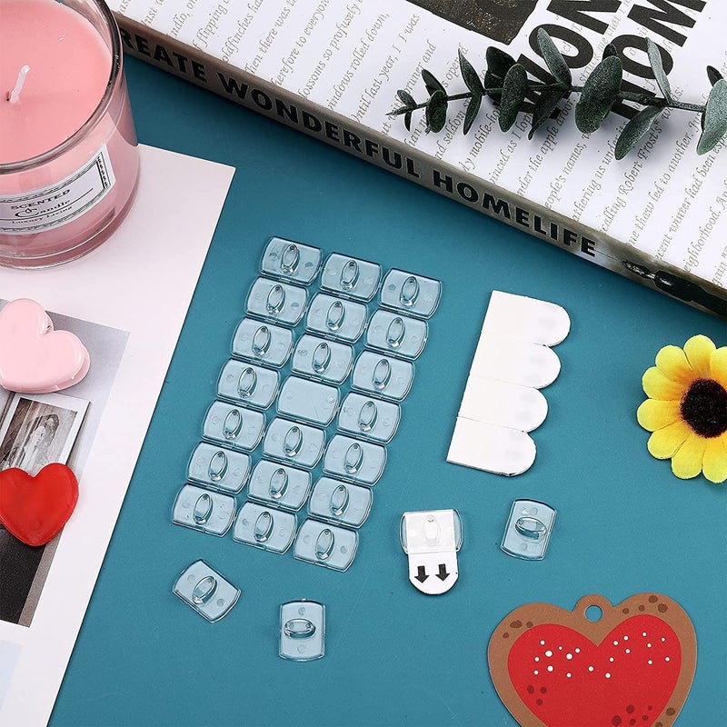 VERAT شريط تعليق حائط بلاستيكي ذاتي اللصق من فيرات بدون حفر قوي لاصق لتعليق المناشف والمطبخ مع 2 خطاف شفاف 20 مشبك 24 شريط - Image 4