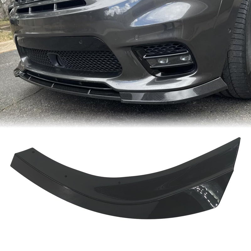 SHOWSEN 3PCS Glossy Black Front Bumper Lip Compatible with 2014-2021 Jeep Grand Cherokee SRT/2018-2021 Trackhawk Front Bumper Lip Spoiler Kit - Image 2
