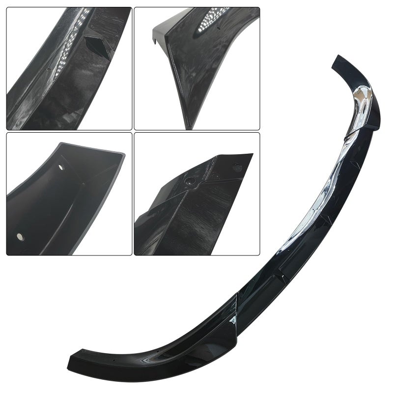 SHOWSEN 3PCS Glossy Black Front Bumper Lip Compatible with 2014-2021 Jeep Grand Cherokee SRT/2018-2021 Trackhawk Front Bumper Lip Spoiler Kit - Image 4