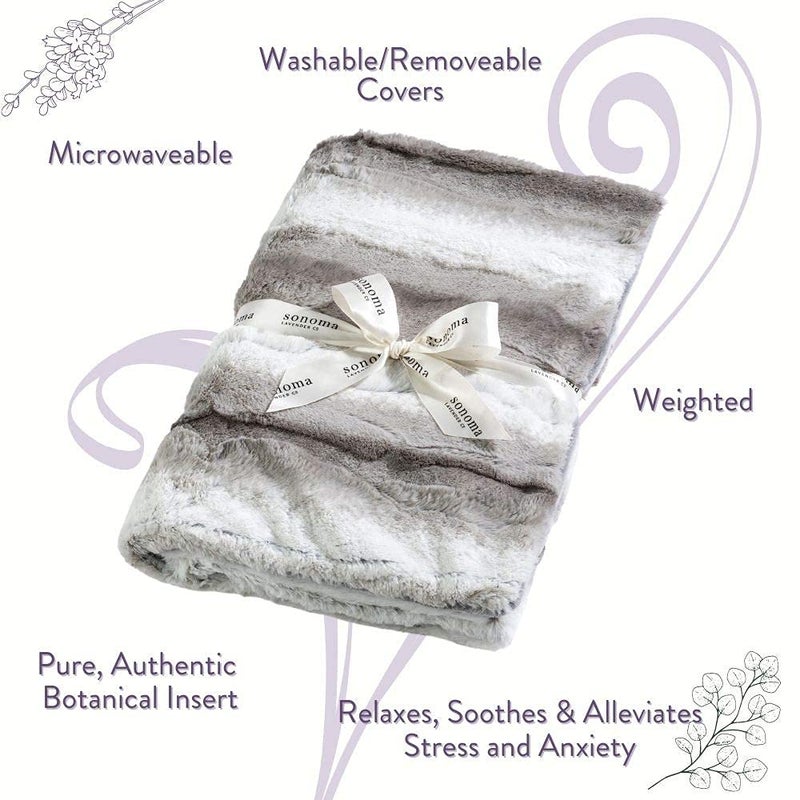 Sonoma Lavender Aromatherapy Spa Blanket Filled with Lavender Flowers and Flaxseed, Hot/Cold Microwaveable Blanket for Soothing Muscles with Removable Washable Cover (44" x 18", Angora Platinum) - Image 3