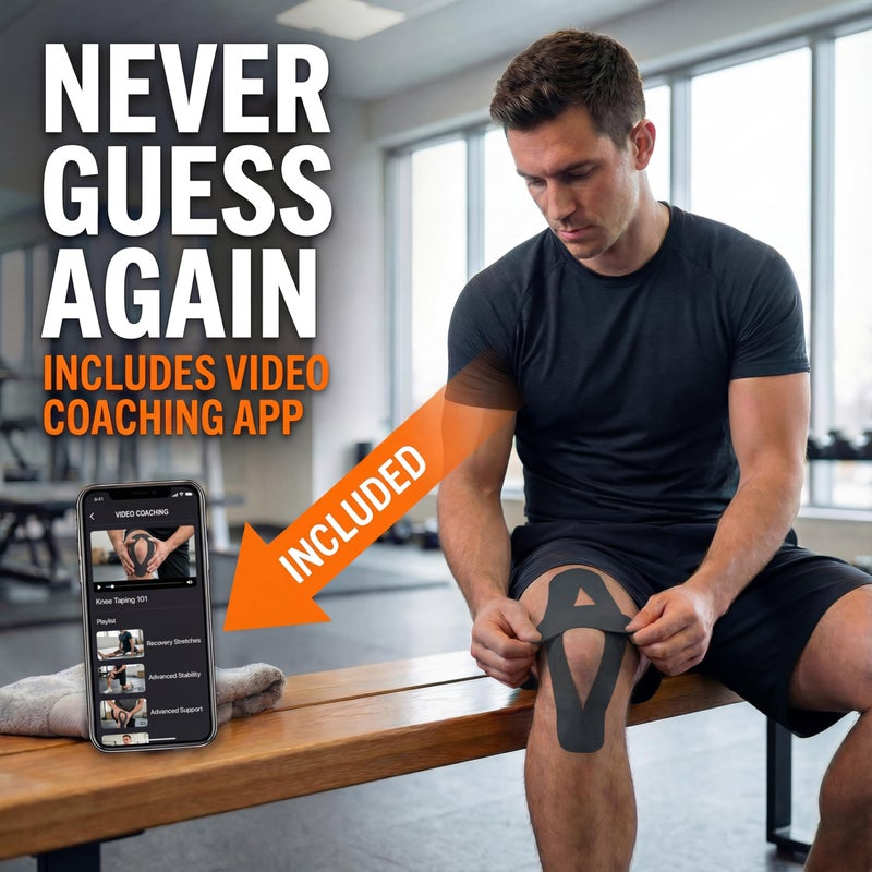 WINIOM Kinesiology Tape-Incredible Support for Athletic Sports and Recovery+Free Taping Guide-Uncut 2 inch 16.4 feet Roll (Midnight Black N, Pack of 1) - Image 2