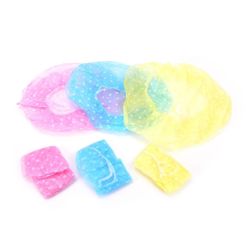 Magnusdeal Polka Dot Fancy Shower Caps, Waterproof Bath Cap Bathing Hair Cap Salon Hat for Kids Adults, Lady Salon Spa with Elastic Band (One Size Fits All)- Assorted (Set of 9) (Set of 9) - Image 4