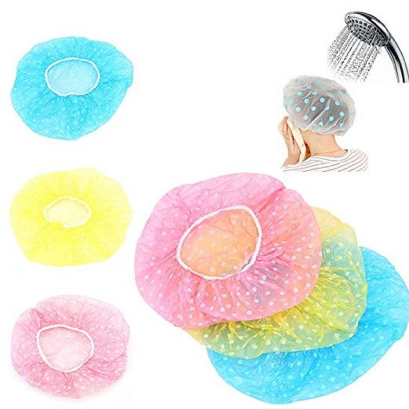 Magnusdeal Polka Dot Fancy Shower Caps, Waterproof Bath Cap Bathing Hair Cap Salon Hat for Kids Adults, Lady Salon Spa with Elastic Band (One Size Fits All)- Assorted (Set of 9) (Set of 9) - Image 5