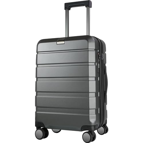 KROSER Hardside Expandable Carry On Luggage with Spinner Wheels Builtin TSA Lock Durable Suitcase Rolling Luggage with USB Port CarryOn 20Inch Steel Grey - Image 1
