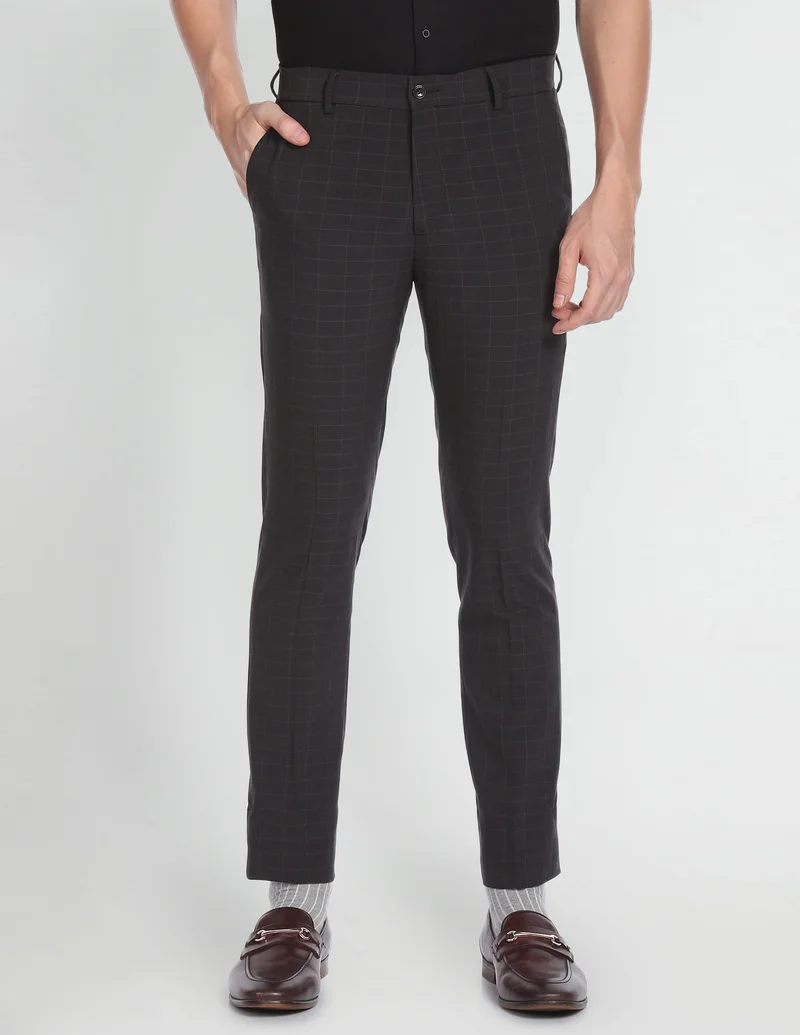 Arrow Charcoal Jackson Super Slim Fit Formal Trousers for Men | Best Price UAE