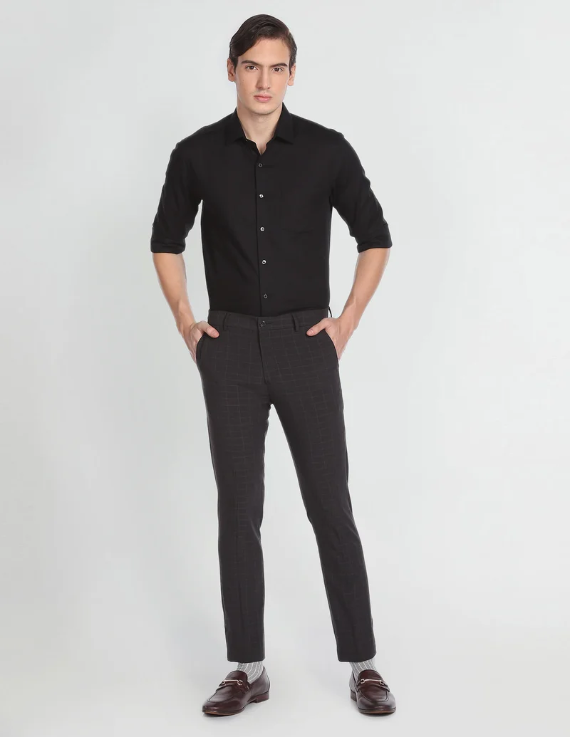 Arrow Charcoal Jackson Super Slim Fit Formal Trousers for Men | Best Price UAE