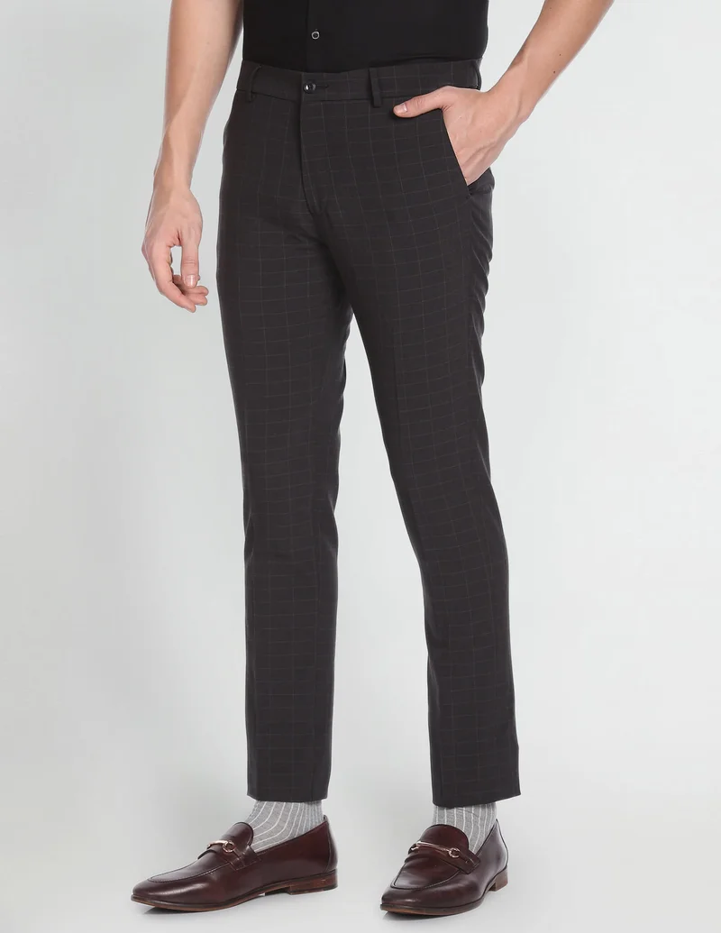 Arrow Charcoal Jackson Super Slim Fit Formal Trousers for Men | Best Price UAE