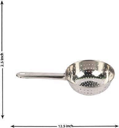 PuthaK Stainless Steel Handheld Poha Chalni Strainer with Hole Bowl SizeMedium ColorSilver Colander Silver Pack of 1 - Image 4