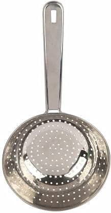 PuthaK Stainless Steel Handheld Poha Chalni Strainer with Hole Bowl SizeMedium ColorSilver Colander Silver Pack of 1 - Image 2