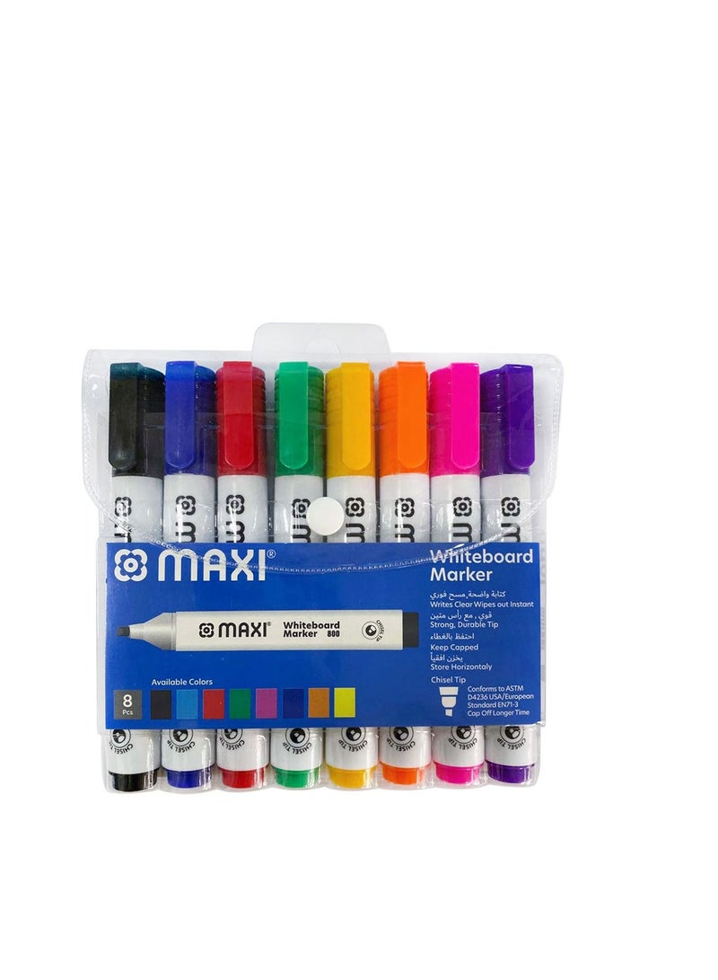 Maxi Maxi - White Board Marker Chisel Tip Set - 8 Colours 