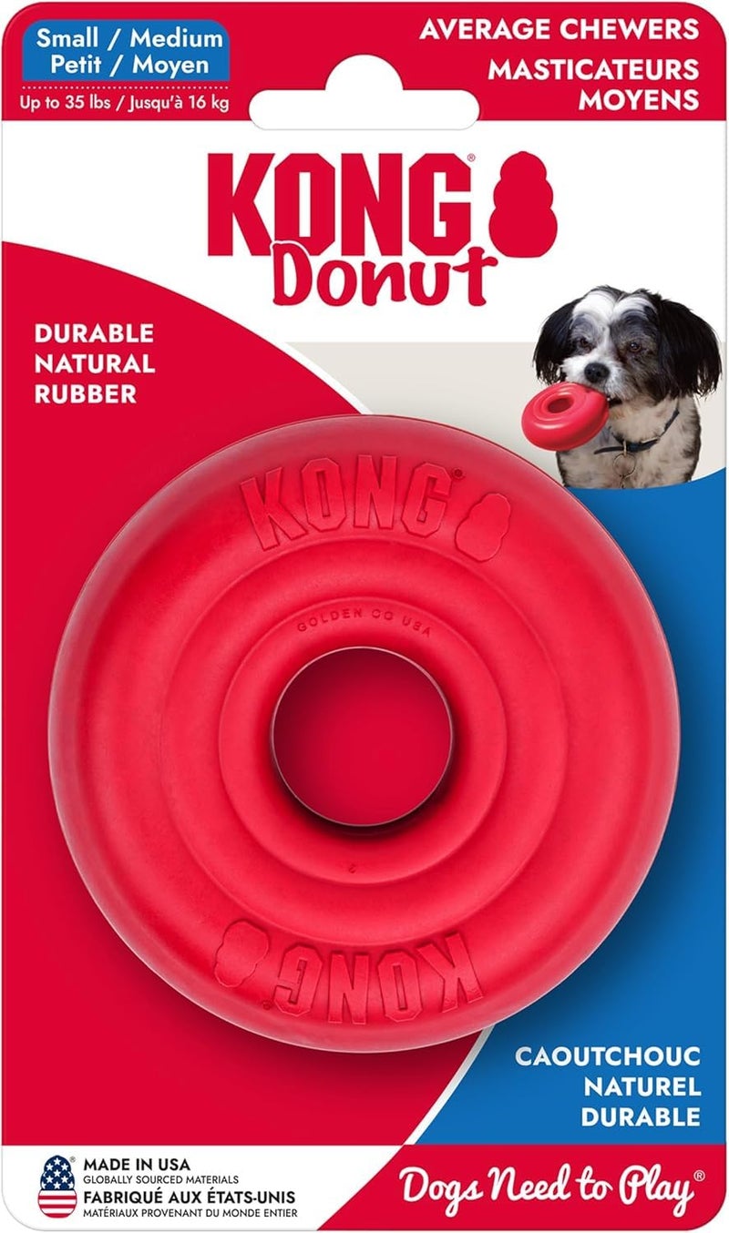 KONG Donut Dog Toy â€“ Durable Natural Rubber Chew & Fetch Toy â€“ Promotes Healthy Teeth & Gums, Fun Bounce & Roll, Gentle on Mouth (Small/Medium) - Image 1
