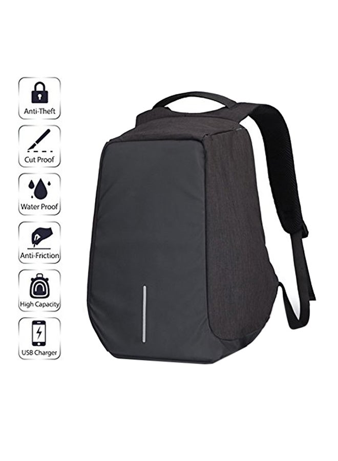 Anti Theft Backpack With USB Charging Port Black - Image 2