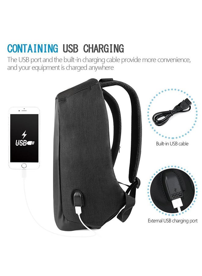 Anti Theft Backpack With USB Charging Port Black - Image 3