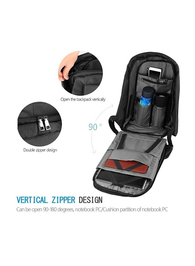 Anti Theft Backpack With USB Charging Port Black - Image 4