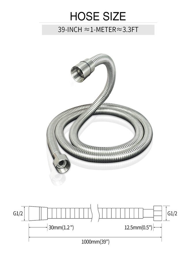 PHASAT 39-Inch short Indoor Outdoor Shower Tube Replacement Stainless Steel Handheld Shower Hose,Brushed Nickel,A3107N-1.0 - Image 2