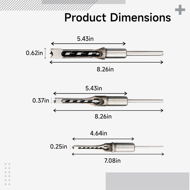Set Drill Bit Chisel Wood Square 6 Pcs, Carving Woodworking for, Design Alloy Ergonomic High-Strength, Long-Lasting Perfect Use for, Various Wood Types - Image 4