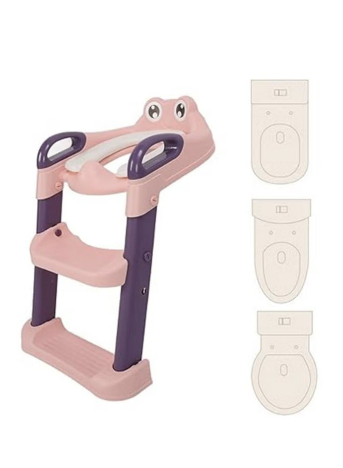 Foldable Toilet Training Seat With Adjustable Step Stool Ladder