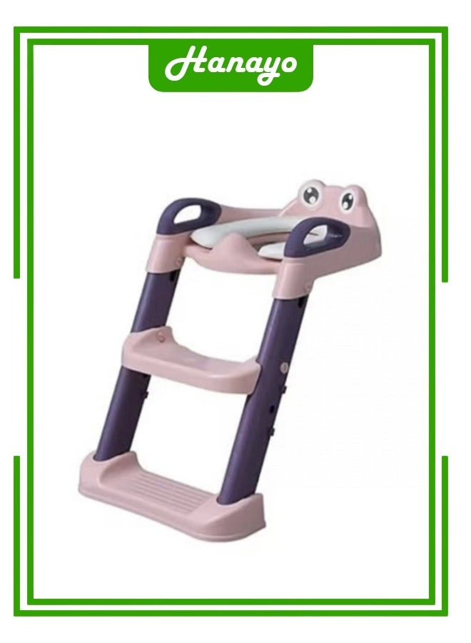 Foldable Toilet Training Seat With Adjustable Step Stool Ladder