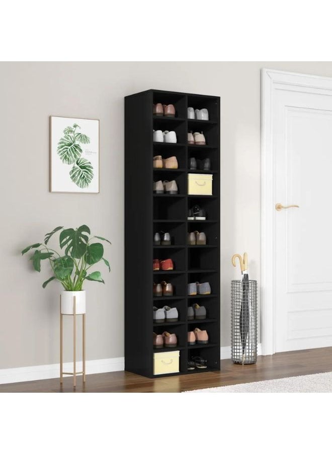 vidaxl vidaXL Shoe Cabinet Black 54x34x183 cm Engineered Wood  - Image 1