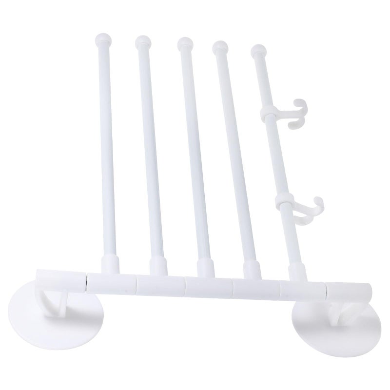 White Rotatable Towel Rack 5 Layer Punch Free Wall Mount Space Saving Stainless Steel Storage Organizer - Image 2