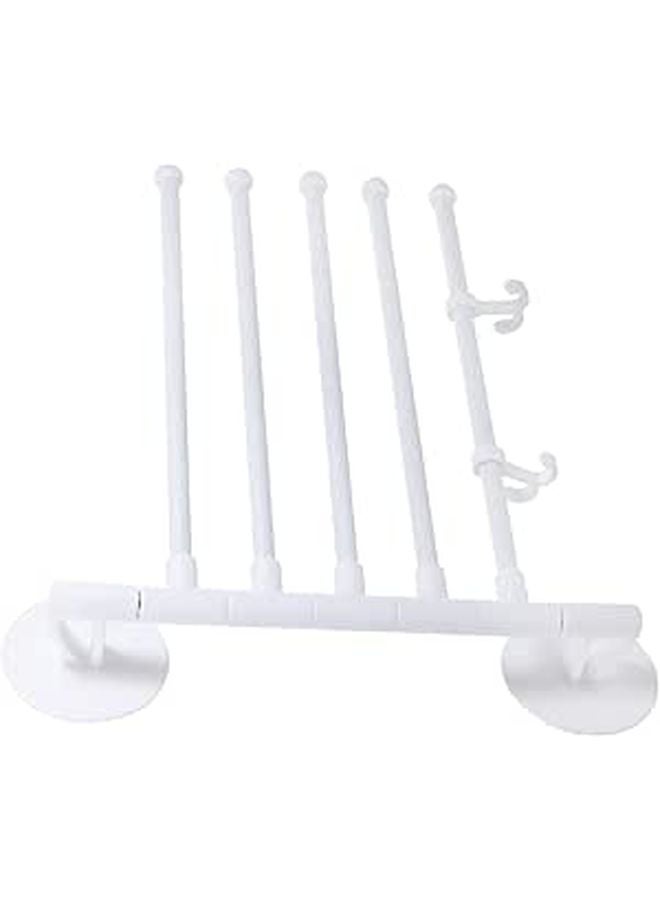 White Rotatable Towel Rack 5 Layer Punch Free Wall Mount Space Saving Stainless Steel Storage Organizer - Image 1