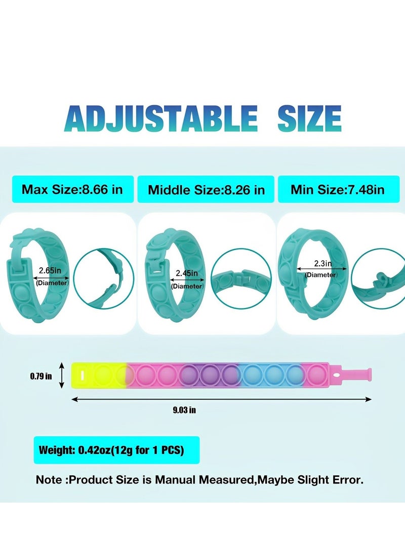 OUYoo 16 Pcs Pop It Fidget Toys Set, Wearable Push Bubble Sensory Toy Relief Stress Finger Press Silicone Wristband for ADHD in Children and Adults, Classroom Prizes  - Image 5