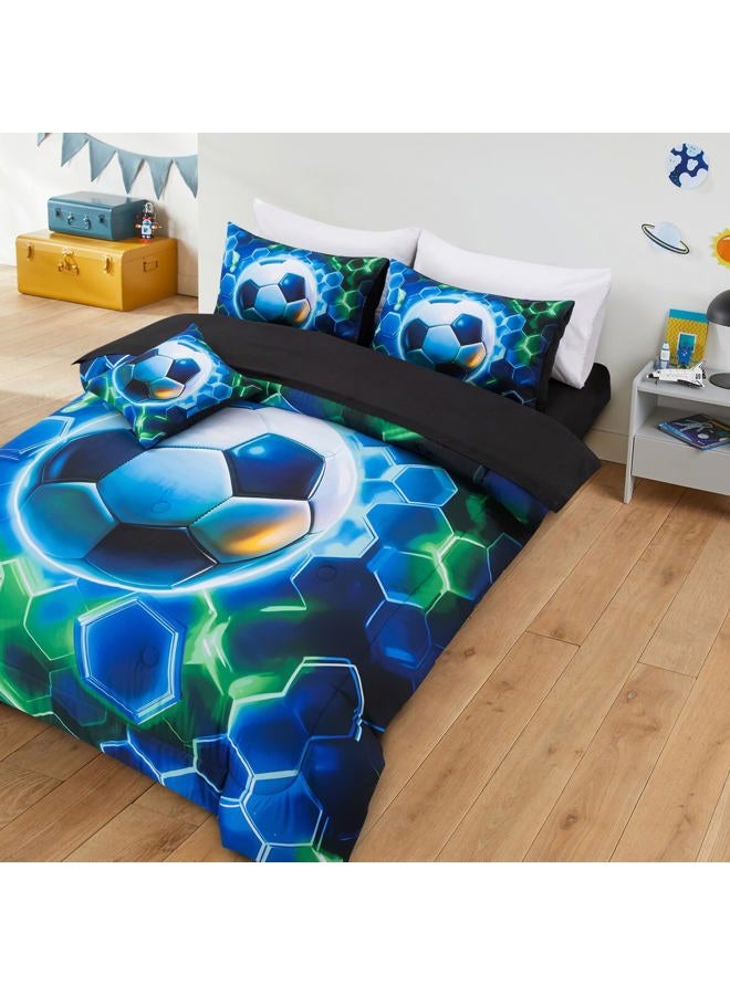 A Nice Night Twin Size 6 Pieces Football Comforter Set for Boys Girls Kids Geometric Lightweight Bedding Sets Bed in A Bag for All Seasons,Bluegreen - Image 2