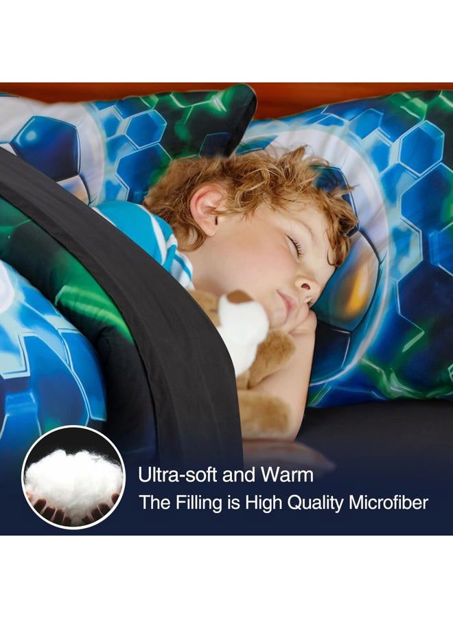 A Nice Night Twin Size 6 Pieces Football Comforter Set for Boys Girls Kids Geometric Lightweight Bedding Sets Bed in A Bag for All Seasons,Bluegreen - Image 5