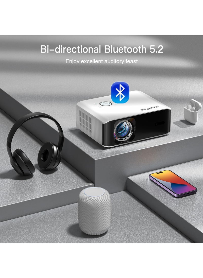 XuanPad AI Auto Focus Keystone 26000L Native 1080P Smart Portable Projector 4K Supported Outdoor Home Cinema with Tripod for iOS Android TV Stick model V30  - Image 2