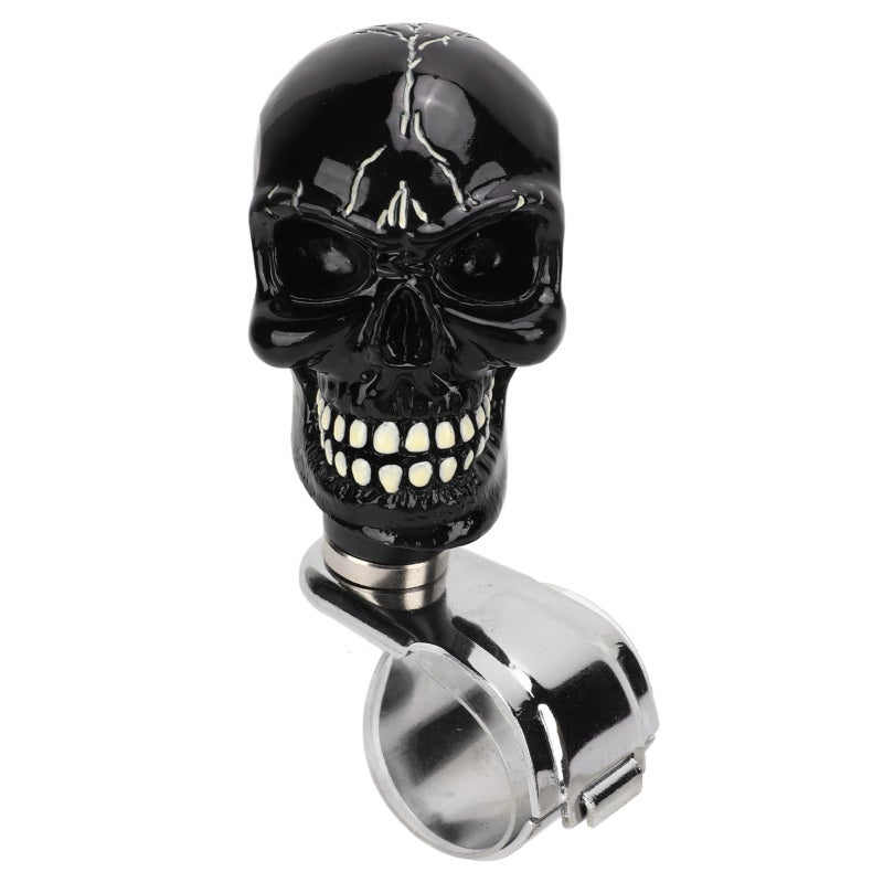 Steering Wheel Knob: Black Metal & Resin Skull Design - Smooth Torque Boost, Fade Resistant Steering Wheel Spinner for Cars, Trucks, Tractors, Boats - Image 3