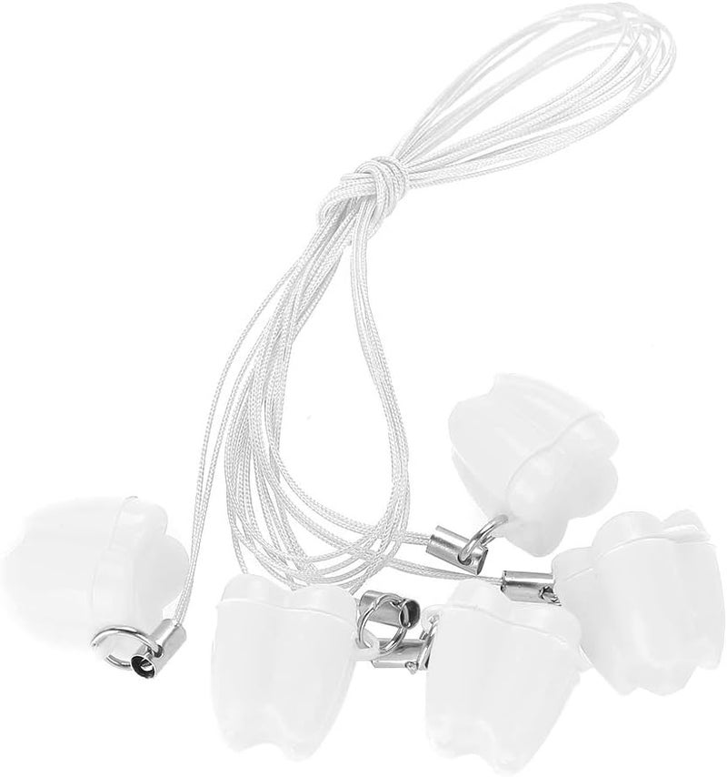 ANGGREK قلائد حفظ أسنان الحليب ANGGREK 5 قطع صندوق تخزين أسنان الحليب البلاستيكي مع حبل قلائد حفظ الأسنان البيضاء - Image 1