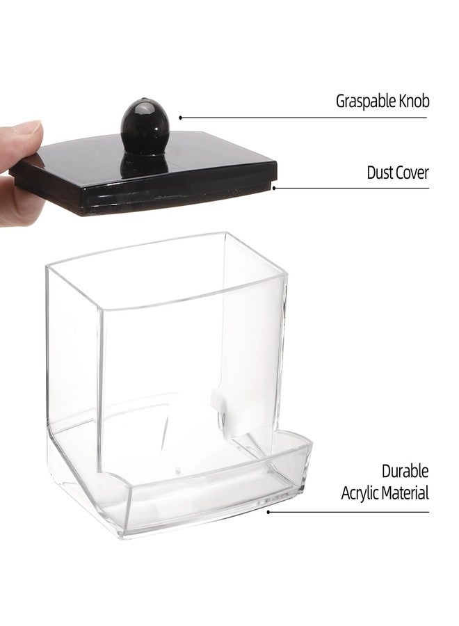 Tbestmax 10oz Qtip Holder Dispenser Big Clear Bathroom Organizer Accessories Decor for Storage-Qtips Cotton Ball Holder Apothecary Jars, Cotton Swabs, Floss Container - Black Lid - Image 3