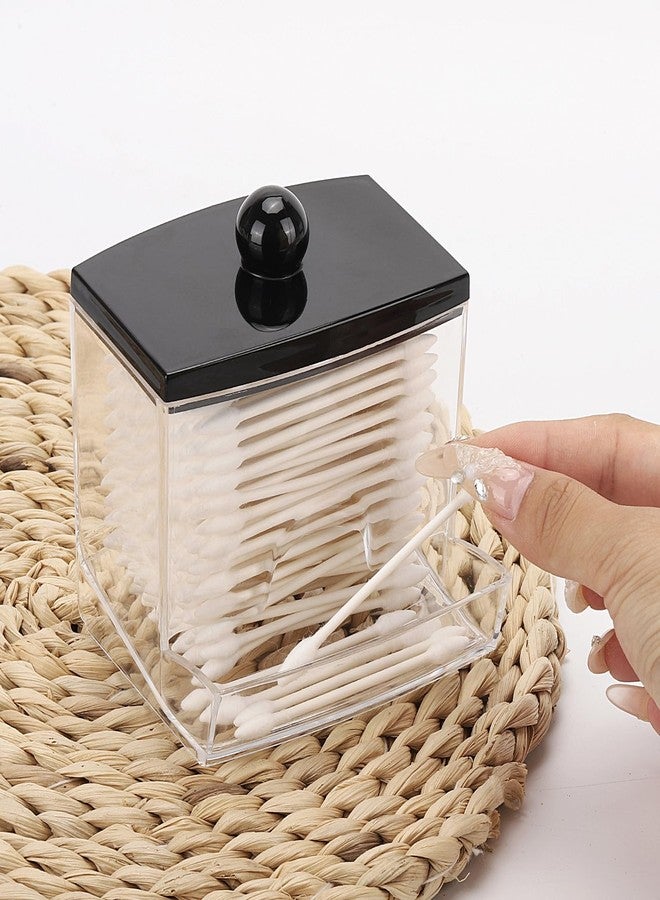 Tbestmax 10oz Qtip Holder Dispenser Big Clear Bathroom Organizer Accessories Decor for Storage-Qtips Cotton Ball Holder Apothecary Jars, Cotton Swabs, Floss Container - Black Lid - Image 5