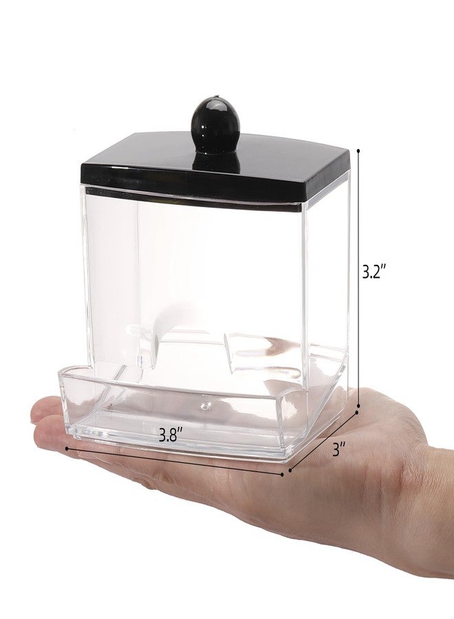 Tbestmax 10oz Qtip Holder Dispenser Big Clear Bathroom Organizer Accessories Decor for Storage-Qtips Cotton Ball Holder Apothecary Jars, Cotton Swabs, Floss Container - Black Lid - Image 4
