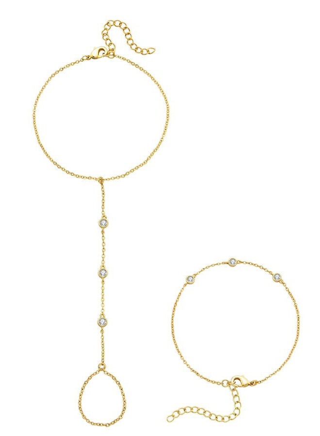 adoyi Gold Bracelets for Women, 14K Gold Plated Stackable Bracelet Stack Set Adjustable Charm Paperclip Chain Cuban Link Layered Waterproof Jewelry Sets Gifts for Womens 6.0/6.8/7.2", 6.7 IN, Copper - Image 1
