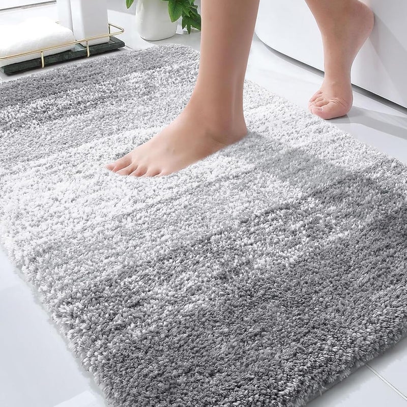 OLANLY Bathroom Rug Mat 30x20, Extra Soft and Absorbent Microfiber Bath Rugs, Non-Slip Plush Shaggy Bath Carpet, Machine Wash Dry, Bath Mats for Bathroom Floor, Tub and Shower, Light Grey - Image 1