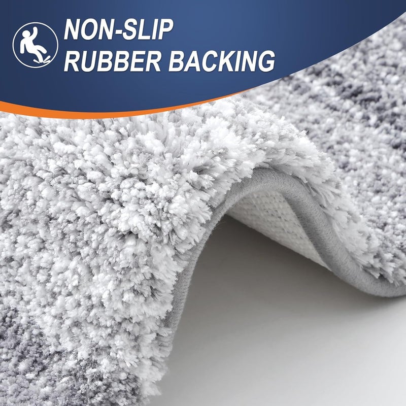 OLANLY Bathroom Rug Mat 30x20, Extra Soft and Absorbent Microfiber Bath Rugs, Non-Slip Plush Shaggy Bath Carpet, Machine Wash Dry, Bath Mats for Bathroom Floor, Tub and Shower, Light Grey - Image 5
