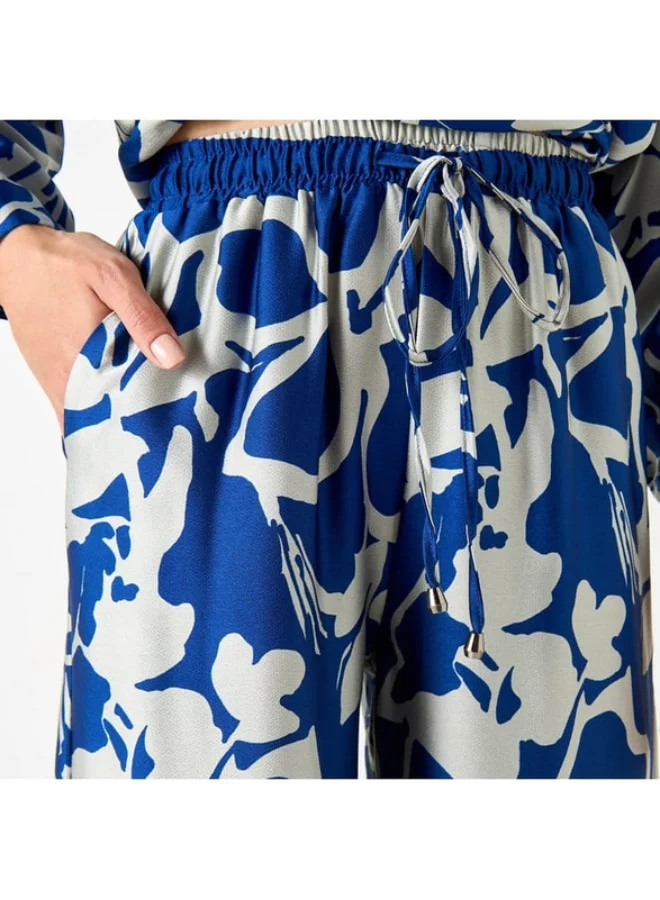 2Xtremz 2Xtremz All-Over Print Wide Leg Pants with Drawstring Closure and Pockets