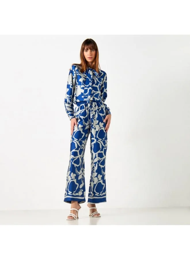 2Xtremz 2Xtremz All-Over Print Wide Leg Pants with Drawstring Closure and Pockets