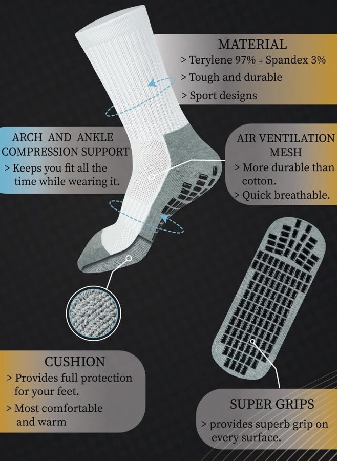 RATIVE Anti Slip Non Skid Slipper Hospital Socks with grips for Adults Men Women, 3 Pairs-assorted, M - Image 3