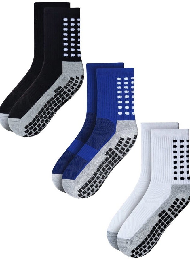 RATIVE Anti Slip Non Skid Slipper Hospital Socks with grips for Adults Men Women, 3 Pairs-assorted, M - Image 1
