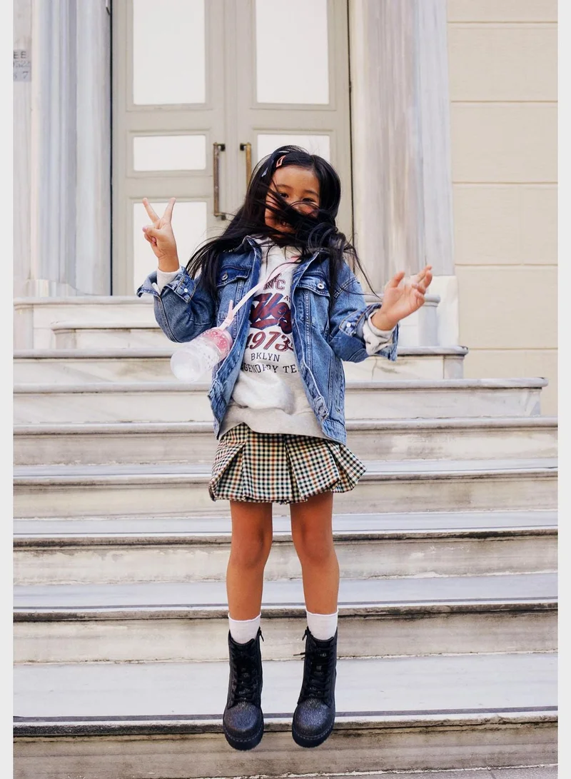 DeFacto Kids Checks Woven Midi Skirt