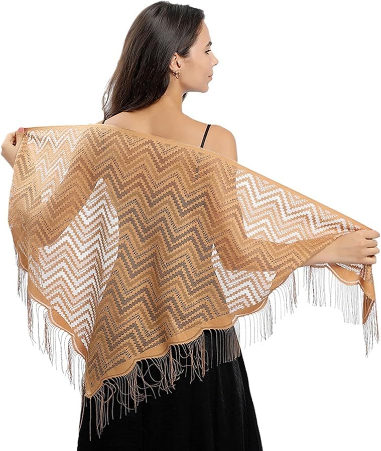 Black Triangle Lace Scarf Shawl With Tassels For Wedding Formal Evening Dress - Image 2
