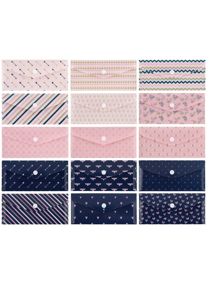 Y&D - Envelopes, Budget Plastic Envelopes 32 PCS Cash Envelope System, 15 Pack Waterproof Reusable Expense Tracking Sheets 24 Bill Planner Stickers (Heart) - Image 1