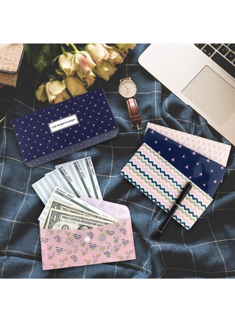 Y&D - Envelopes, Budget Plastic Envelopes 32 PCS Cash Envelope System, 15 Pack Waterproof Reusable Expense Tracking Sheets 24 Bill Planner Stickers (Heart) - Image 1