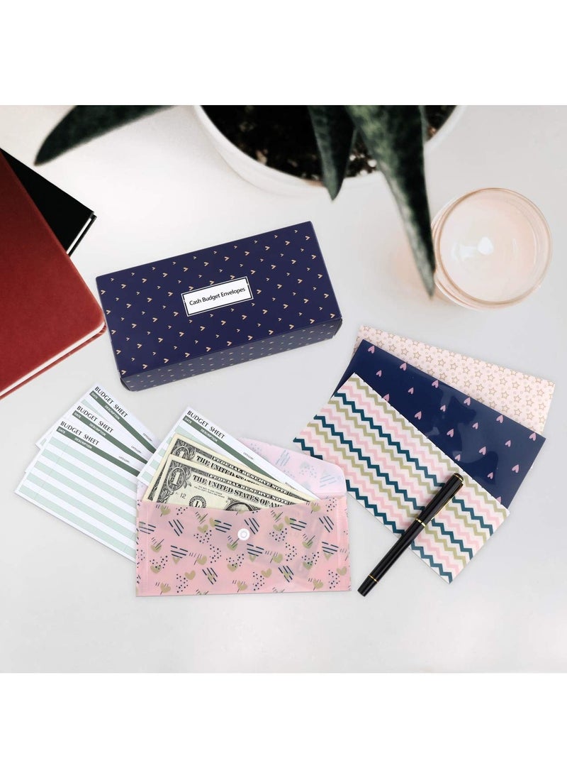 Y&D - Envelopes, Budget Plastic Envelopes 32 PCS Cash Envelope System, 15 Pack Waterproof Reusable Expense Tracking Sheets 24 Bill Planner Stickers (Heart) - Image 1