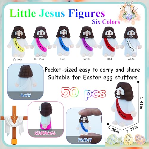 ILHSTY 50 Pcs Little Jesus Figures Rubber Mini Jesus Figurines in Bulk Christian Doll Tiny Baby Jesus Loves You Figures for Hide and Seek Easter Egg Fillers Egg Hunt Religious Party FavorsMix Color 6 - Image 5